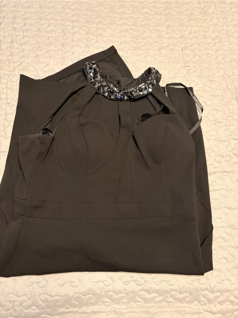 Bisou Bisou Black Jeweled Halter Dress